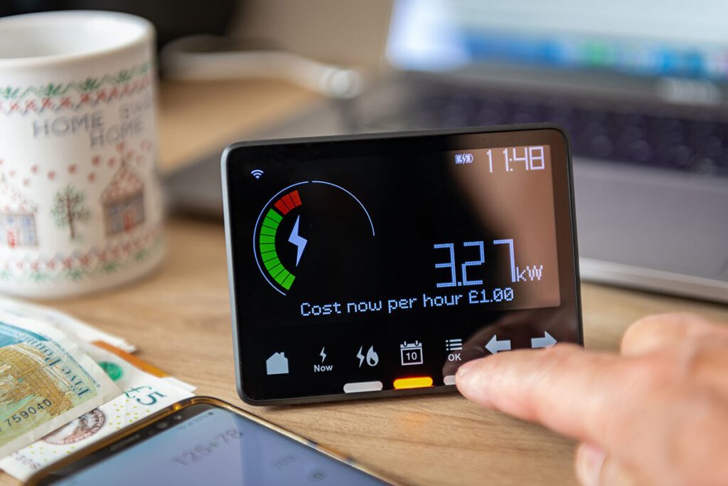 Smart meters measuring solar energy consumption